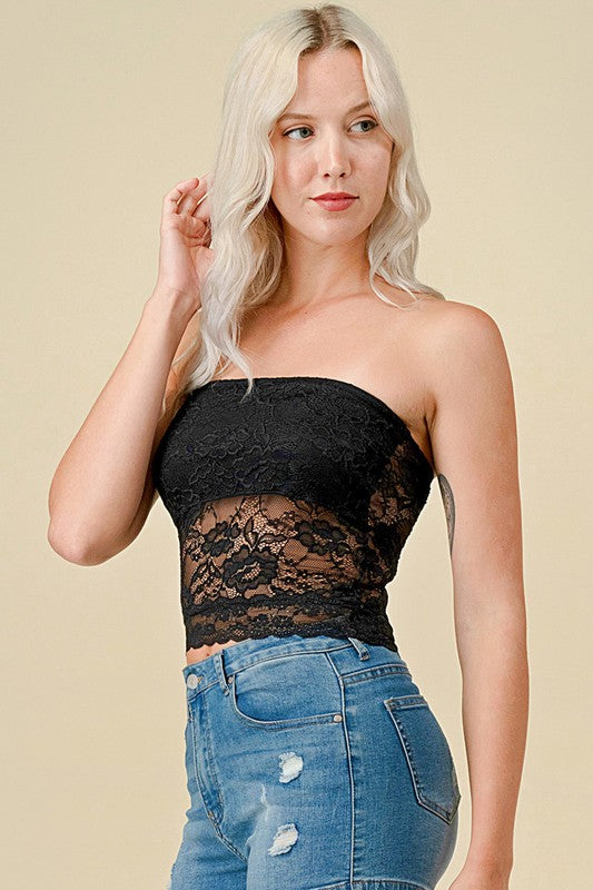 320L FLORAL LACE TUBE TOP