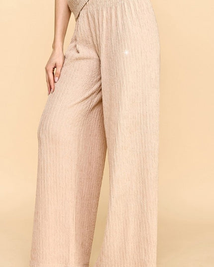 HKG07 RHINESTONE CRINKLE LOUNGEWEAR PANTS