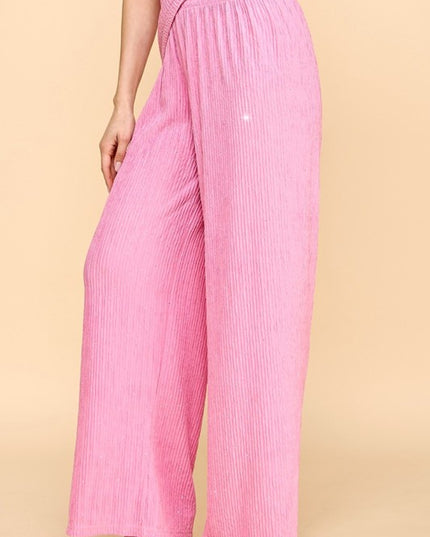 HKG07 RHINESTONE CRINKLE LOUNGEWEAR PANTS
