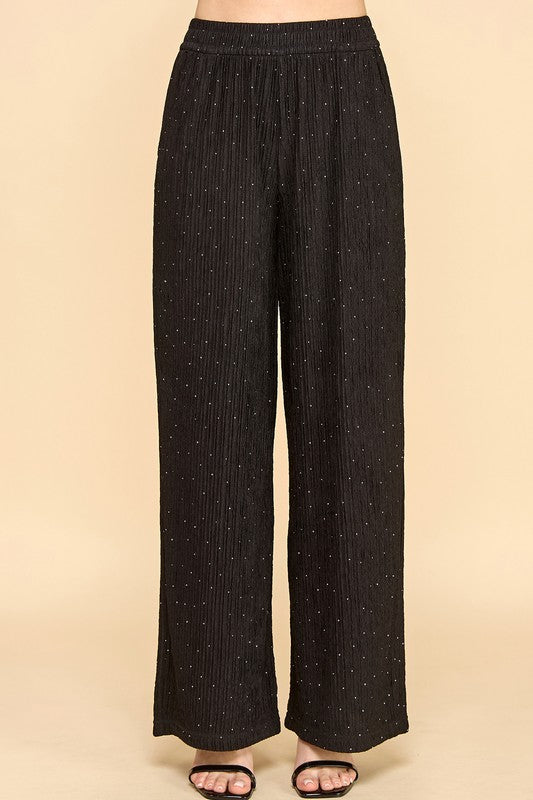 HKG07 RHINESTONE CRINKLE LOUNGEWEAR PANTS