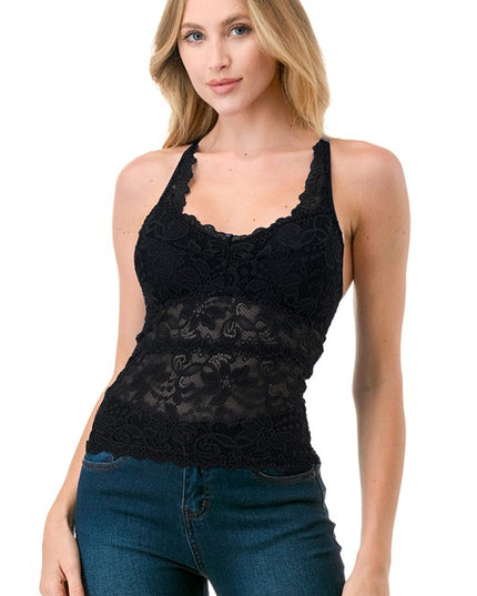 LB41 FLORAL LACE TANK TOP
