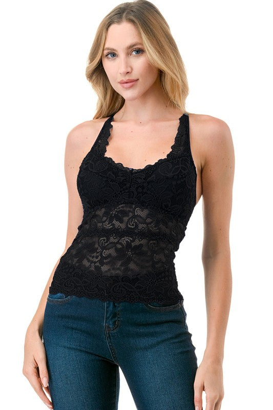 LB41 FLORAL LACE TANK TOP