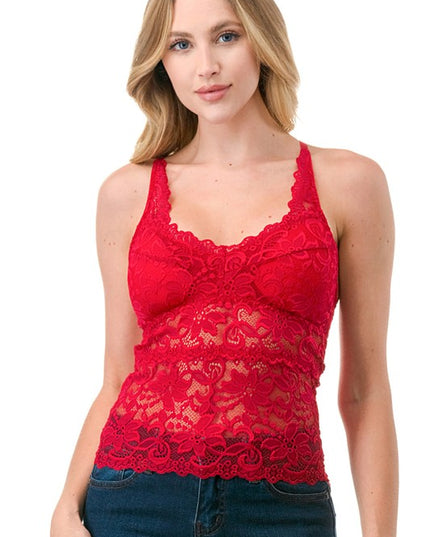 LB41 FLORAL LACE TANK TOP
