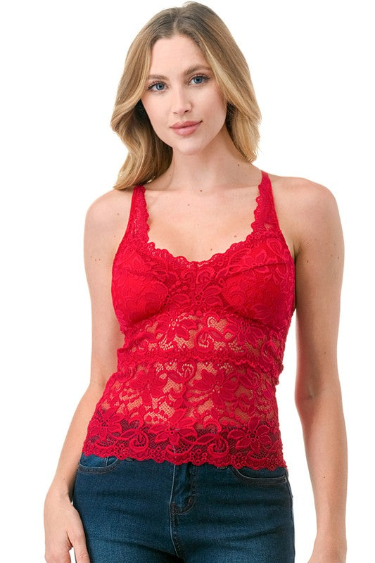 LB41 FLORAL LACE TANK TOP