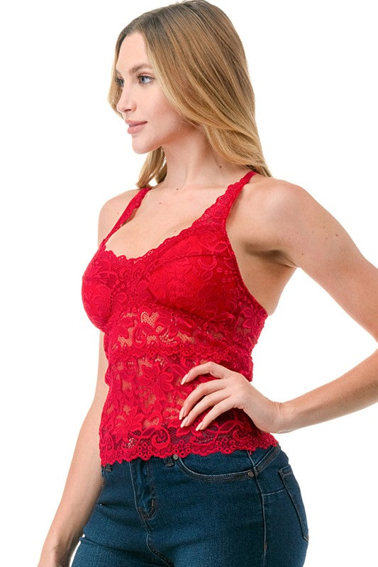 LB41 FLORAL LACE TANK TOP