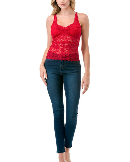 LB41 FLORAL LACE TANK TOP