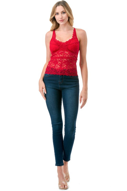 LB41 FLORAL LACE TANK TOP