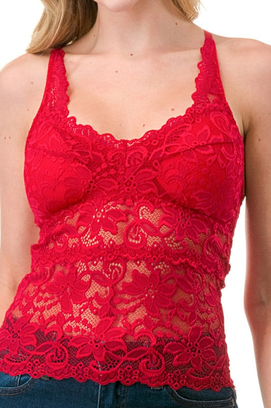 LB41 FLORAL LACE TANK TOP