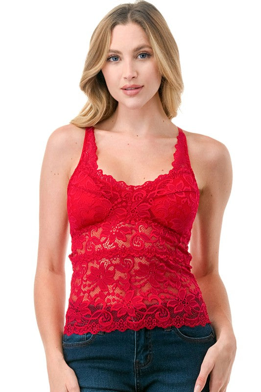LB41 FLORAL LACE TANK TOP