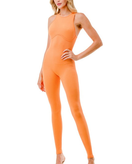 JS20 SOLID RIB BRA-LINE JUMPSUIT