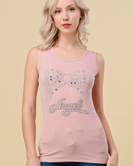 418-ANGEL RHINESTONE TANK TOP
