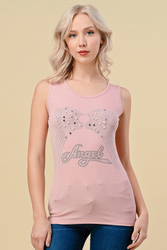 418-ANGEL RHINESTONE TANK TOP