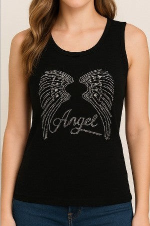 418-ANGEL RHINESTONE TANK TOP