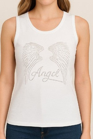 418-ANGEL RHINESTONE TANK TOP