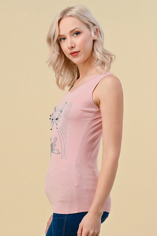 418-ANGEL RHINESTONE TANK TOP