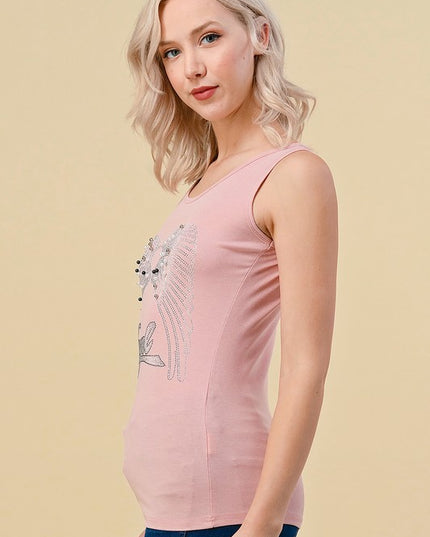 418-ANGEL RHINESTONE TANK TOP