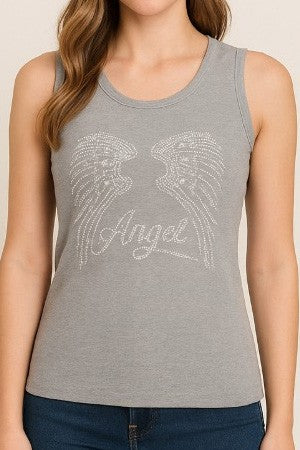 418-ANGEL RHINESTONE TANK TOP