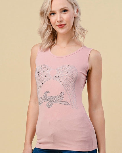 418-ANGEL RHINESTONE TANK TOP