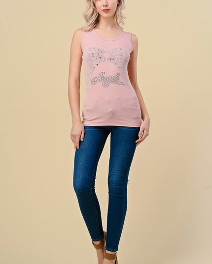 418-ANGEL RHINESTONE TANK TOP
