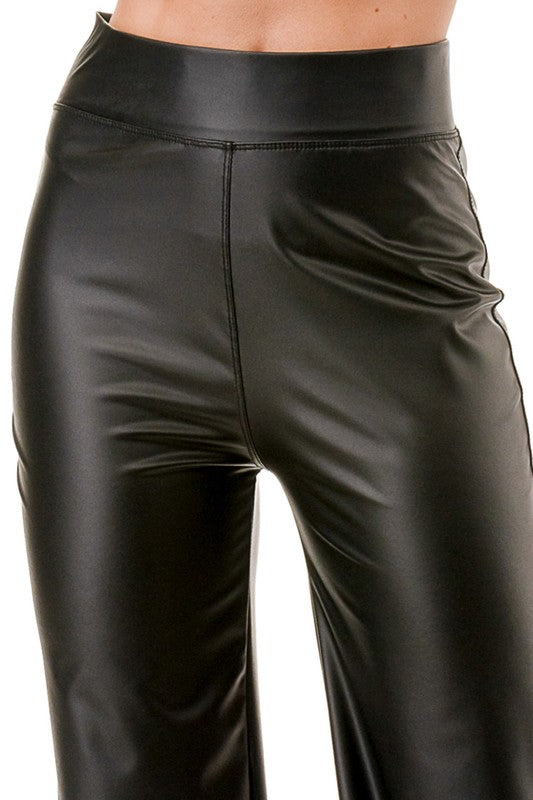 PPU11 VEGAN LEATHER STRAIGHT PANTS