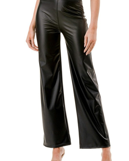 PPU11 VEGAN LEATHER STRAIGHT PANTS