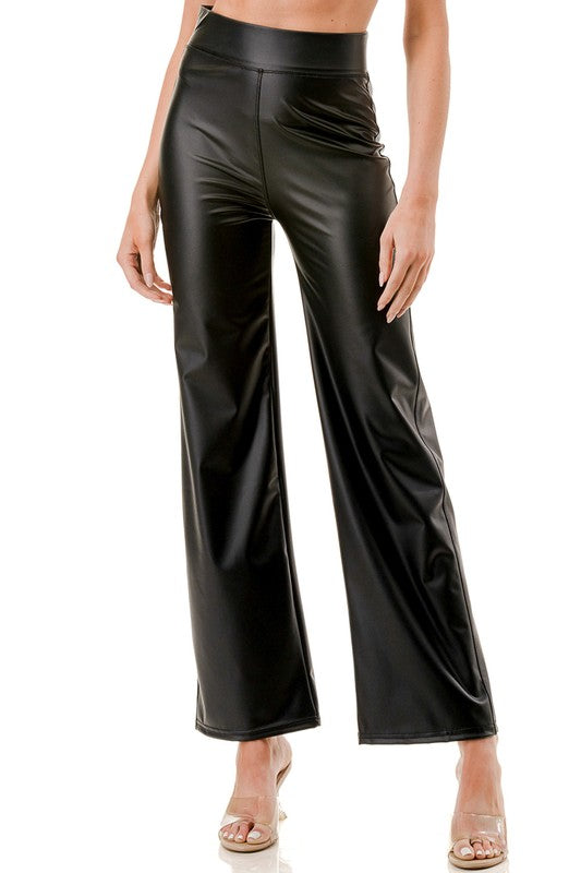 PPU11 VEGAN LEATHER STRAIGHT PANTS