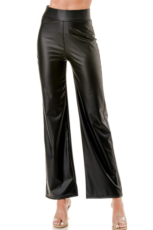 PPU11 VEGAN LEATHER STRAIGHT PANTS