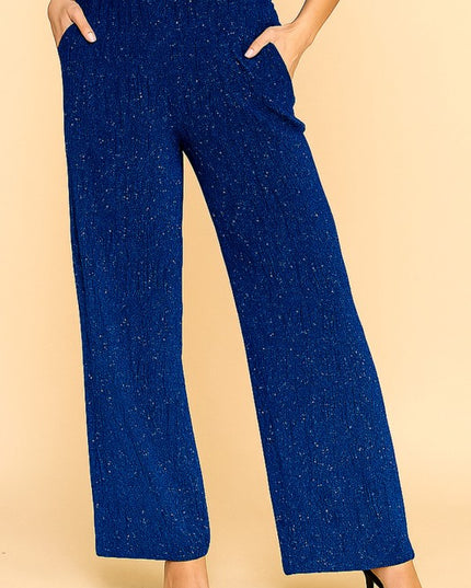 MSP529 METALLIC STRAIGHT PANTS WITH POCKETS