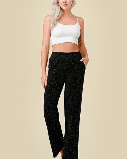 MSP529 METALLIC STRAIGHT PANTS WITH POCKETS