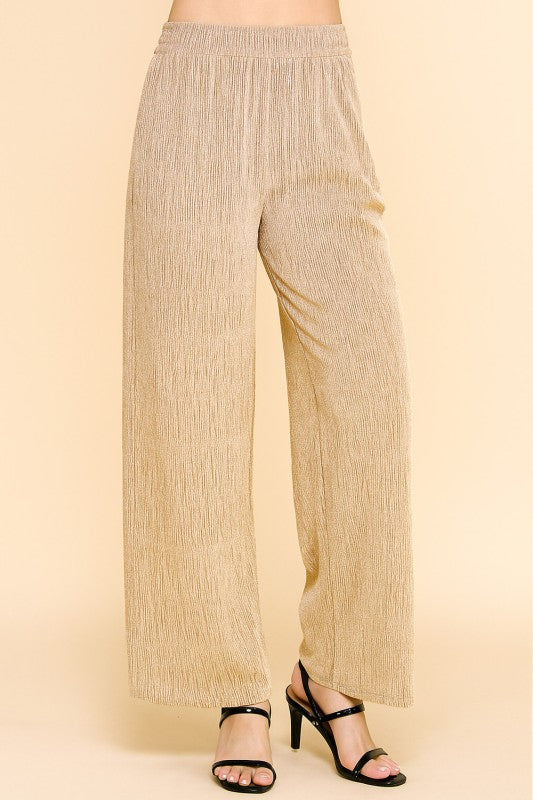MSP529 METALLIC STRAIGHT PANTS WITH POCKETS
