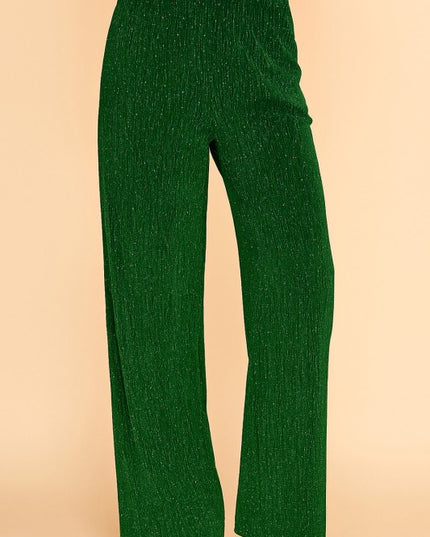 MSP529 METALLIC STRAIGHT PANTS WITH POCKETS