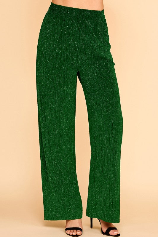 MSP529 METALLIC STRAIGHT PANTS WITH POCKETS