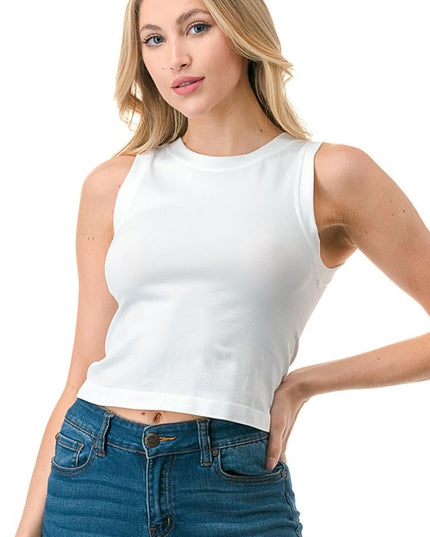 HX18X PLUS SIZE SOLID SEAMLESS CROP TANK TOP