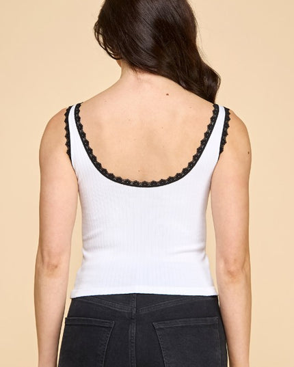 PT25C EDGE LACE TRIM TANK TOP