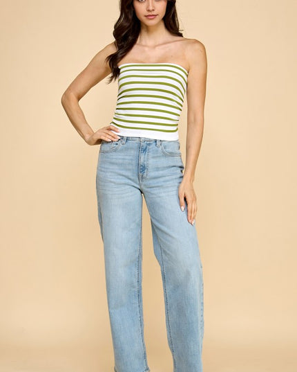 317ST STRIPED SIDE-RUCHED TUBE TOP