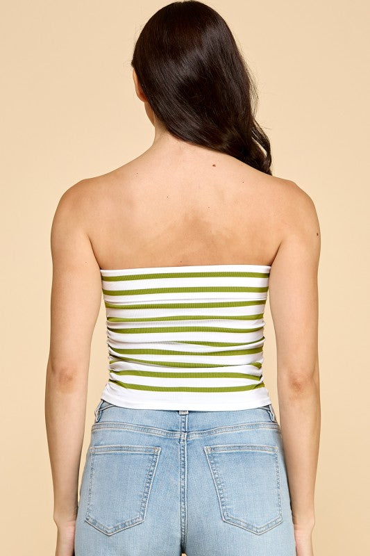 317ST STRIPED SIDE-RUCHED TUBE TOP