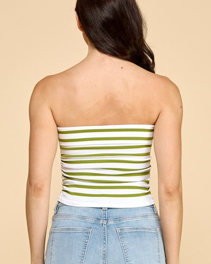317ST STRIPED SIDE-RUCHED TUBE TOP