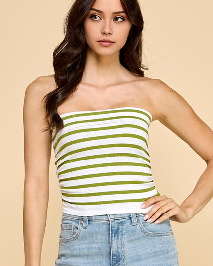 317ST STRIPED SIDE-RUCHED TUBE TOP