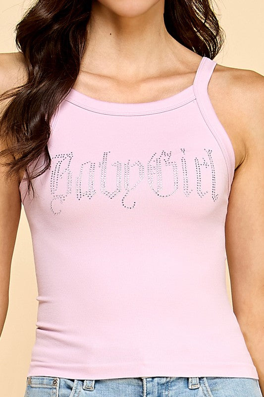 PT26N BABY GIRL RHINESTONE CAMI TANK TOP