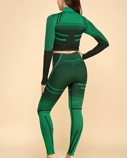 JA37SET TWO TONE ACTIVE ZIP UP JACKET 2-PIECE SET
