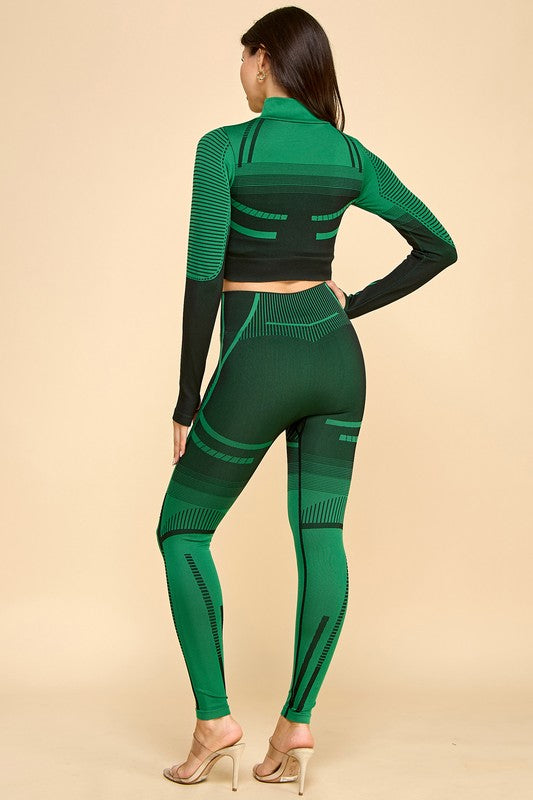 JA37SET TWO TONE ACTIVE ZIP UP JACKET 2-PIECE SET