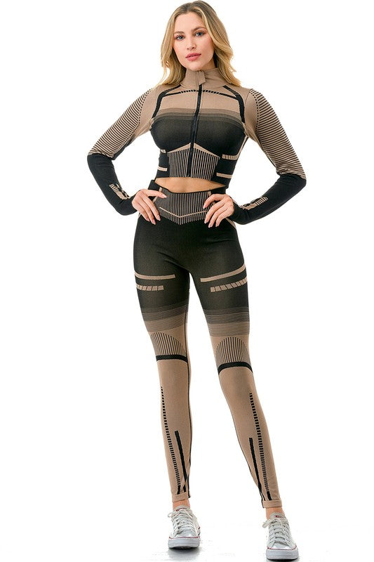 JA37SET TWO TONE ACTIVE ZIP UP JACKET 2-PIECE SET