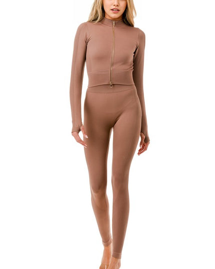 JA120SET ACTIVE ZIP-UP JACKET 2-PIECE SET BUTT LIFT PANTS