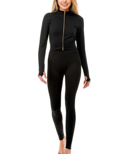 JA120SET ACTIVE ZIP-UP JACKET 2-PIECE SET BUTT LIFT PANTS