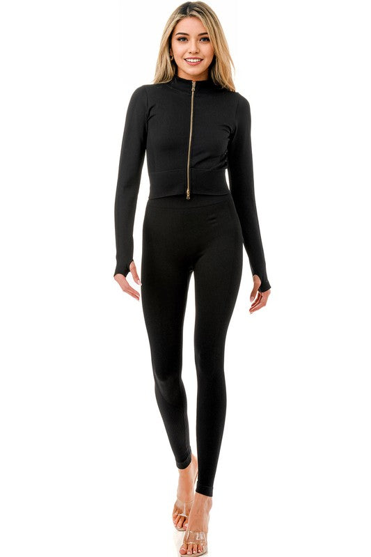 JA120SET ACTIVE ZIP-UP JACKET 2-PIECE SET BUTT LIFT PANTS