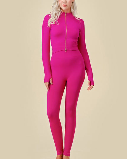 JA120SET ACTIVE ZIP-UP JACKET 2-PIECE SET BUTT LIFT PANTS