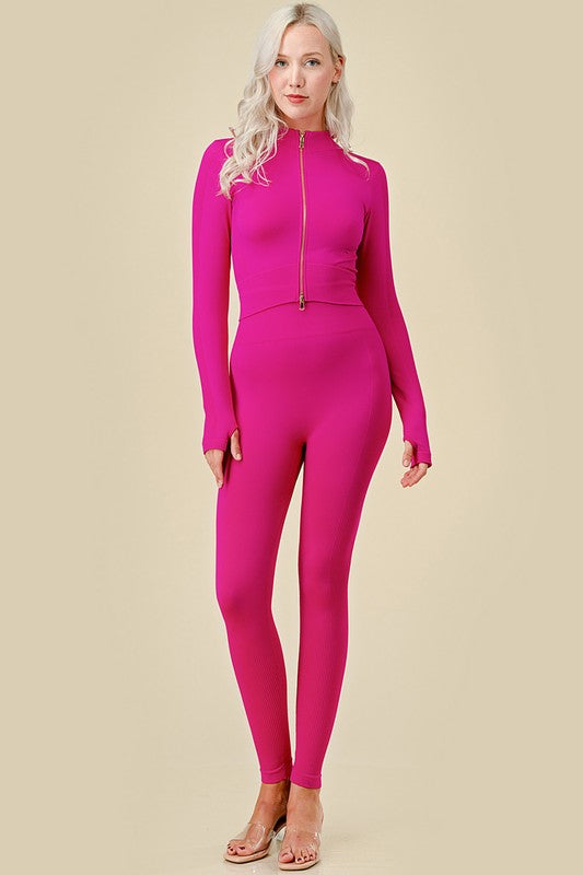 JA120SET ACTIVE ZIP-UP JACKET 2-PIECE SET BUTT LIFT PANTS