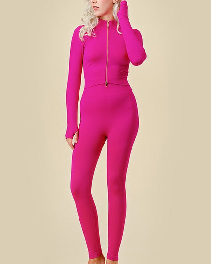 JA120SET ACTIVE ZIP-UP JACKET 2-PIECE SET BUTT LIFT PANTS