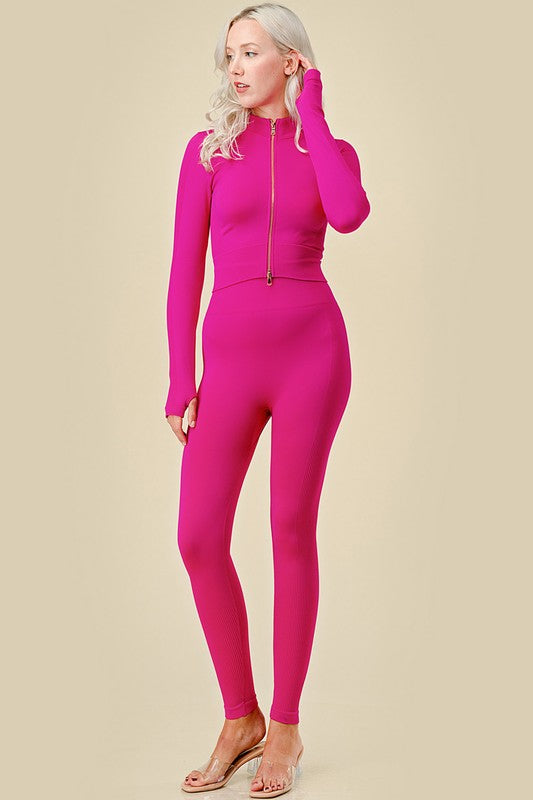 JA120SET ACTIVE ZIP-UP JACKET 2-PIECE SET BUTT LIFT PANTS