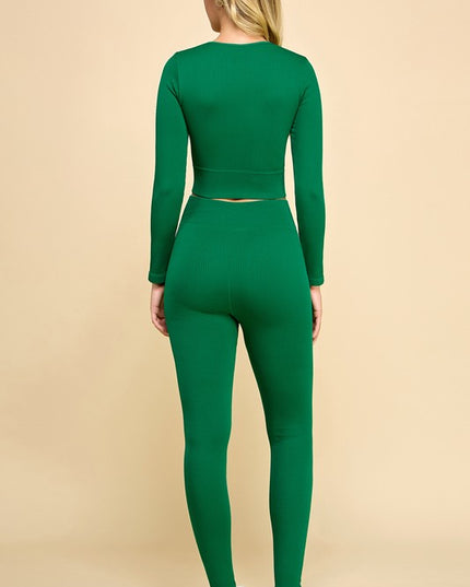 FR501 RIBBED ROUND NECK LONG SLEEVE 2-PIECE SET